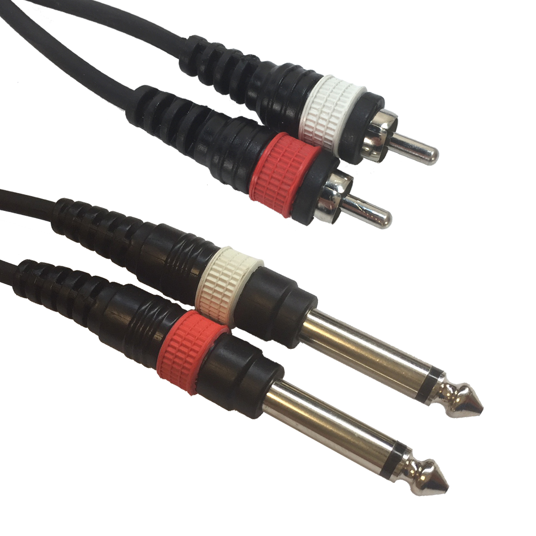 Accu Cable AC-2R-2J6M/3 2x RCA m to 2x 6,3 jack mon – lydadapter