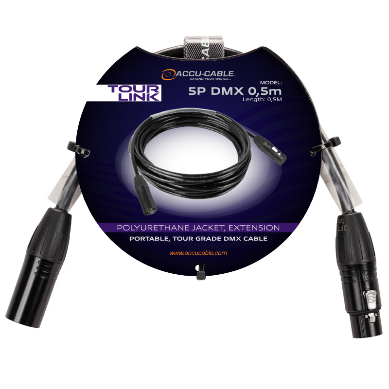 Accu Cable Tour Link 5P DMX 0.5m – 5-pins DMX-kabel
