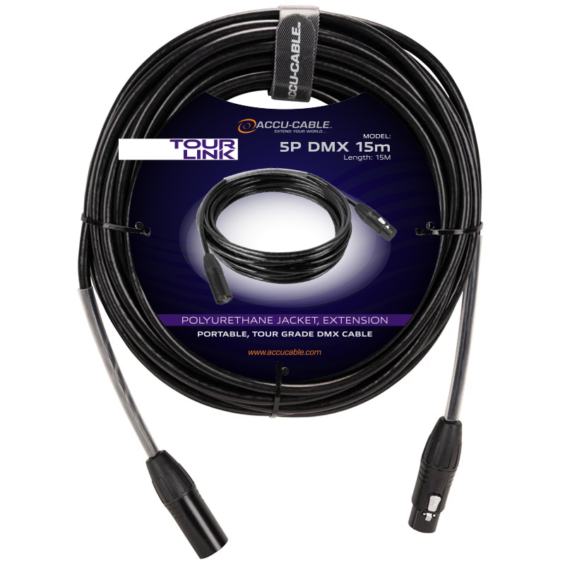 Accu Cable Tour Link 5P DMX 15m – 5-pins DMX-kabel