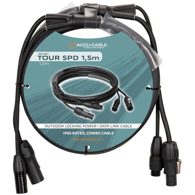 Accu Cable Tour SPD 1,5m – kombinert strøm- og DMX-kabel
