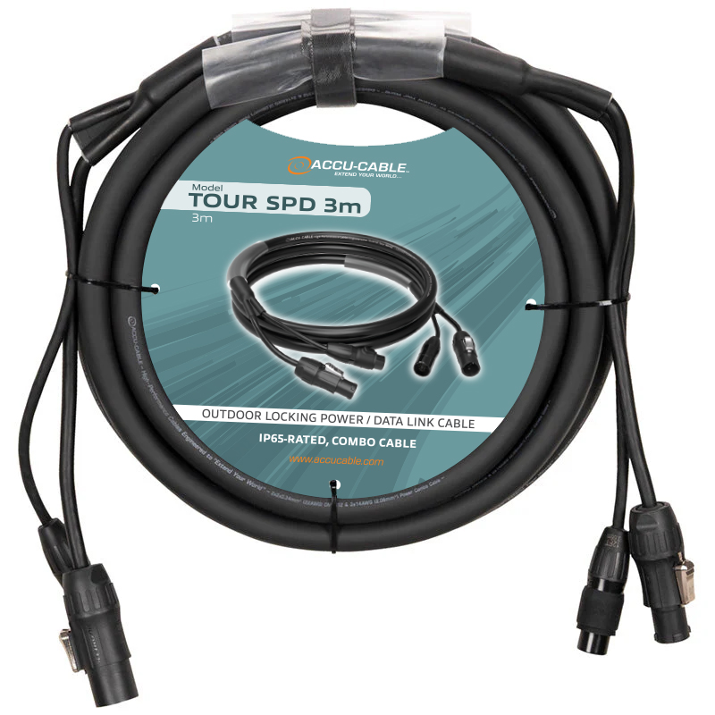 Accu Cable Tour SPD 3m – kombinert strøm- og DMX-kabel
