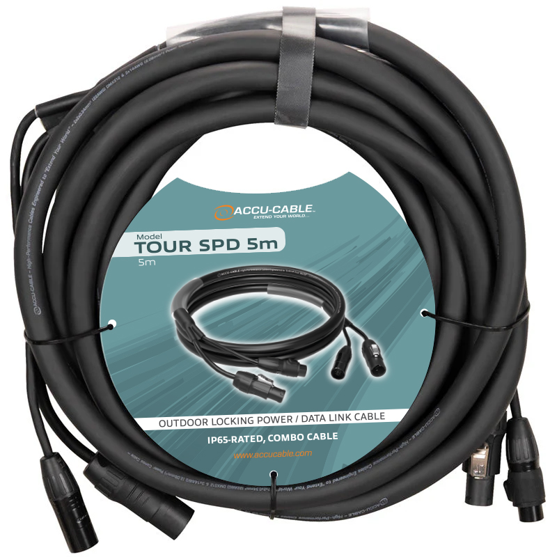 Accu Cable Tour SPD 5m – kombinert strøm- og DMX-kabel