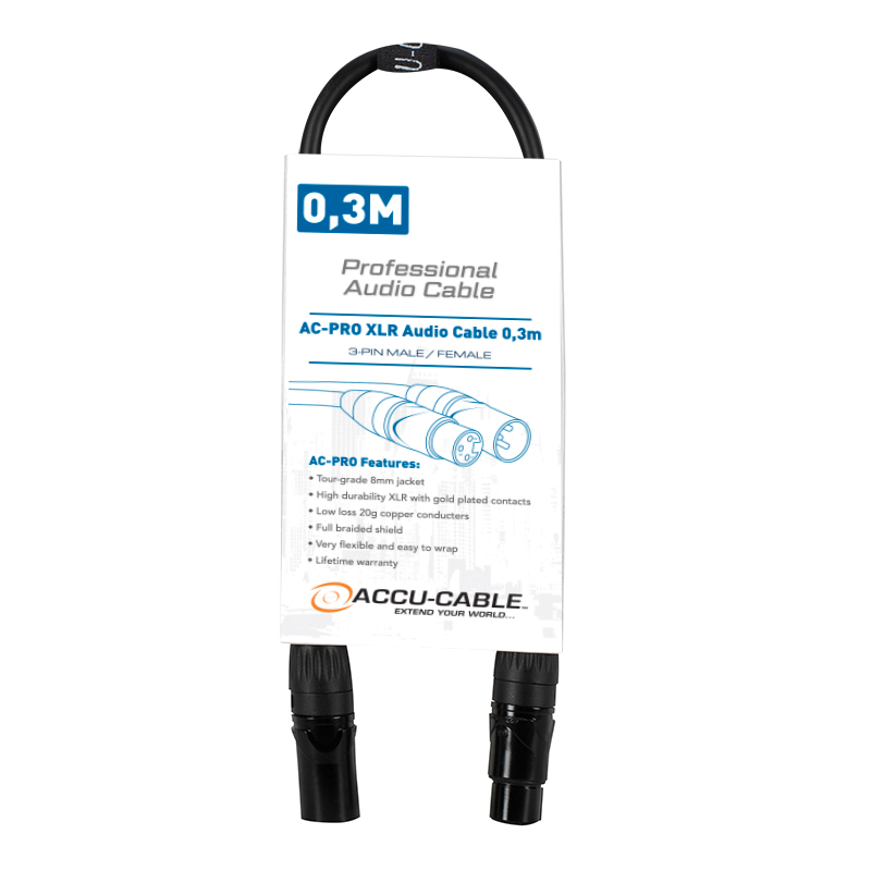 Accu Cable AC-PRO XLR audio cable 0,3m – profesjonell XLR-lydkabel