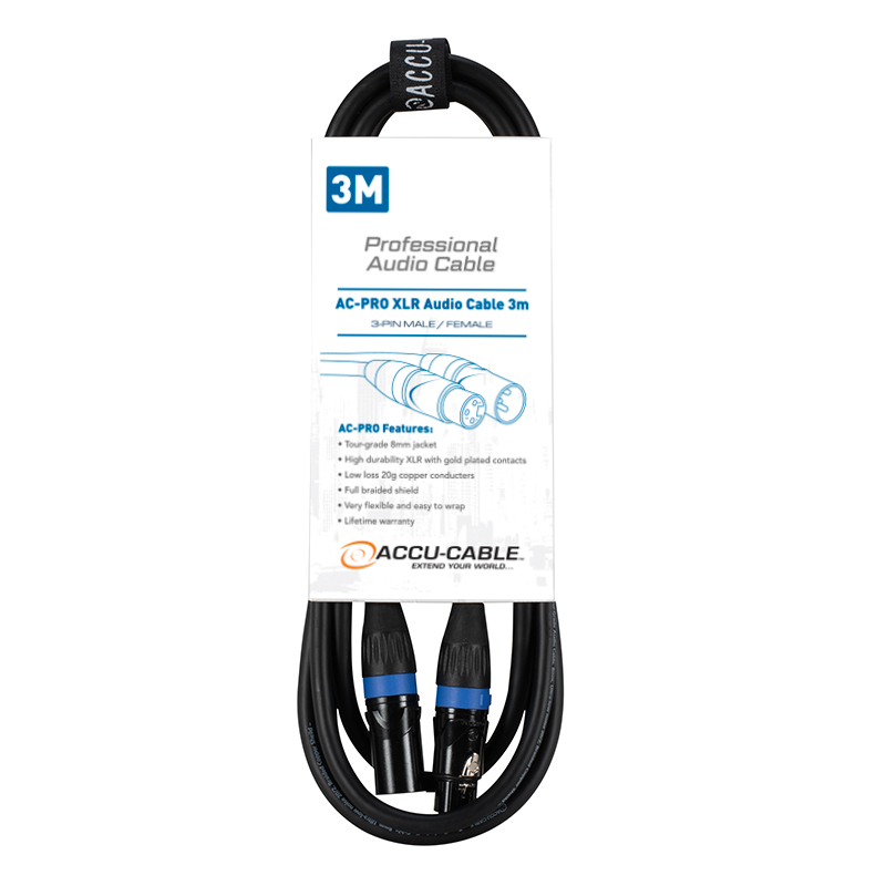 Accu Cable AC-PRO XLR audio cable 3,0m – profesjonell XLR-lydkabel