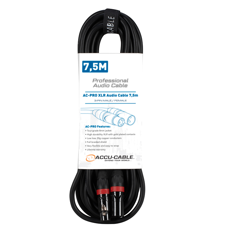 Accu Cable AC-PRO XLR audio cable 7,5m – profesjonell XLR-lydkabel
